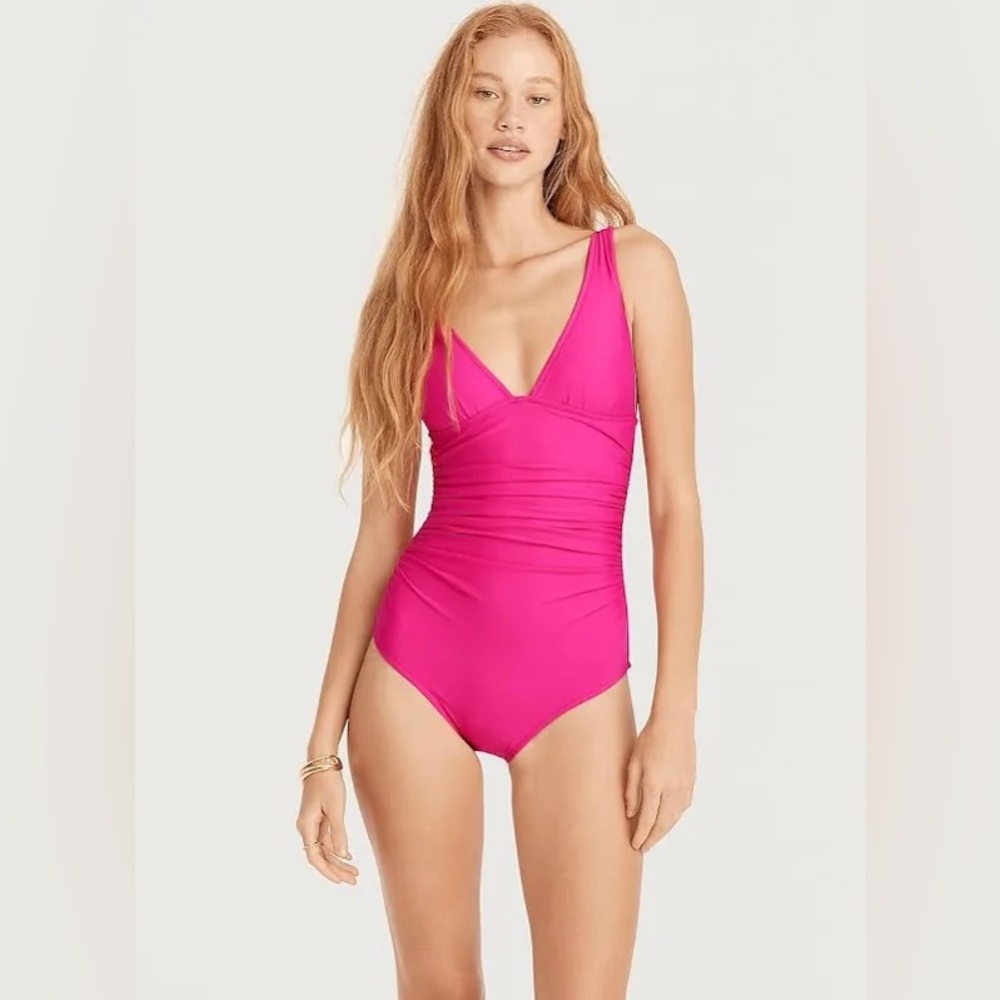 J. Crew Ruched V-neck one-piece